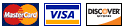 Master Card, Visa, and Discover.  Sorry, NOT American Express.